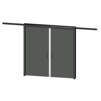 Uncoated sliding door - 2 Panels embedded in the wall