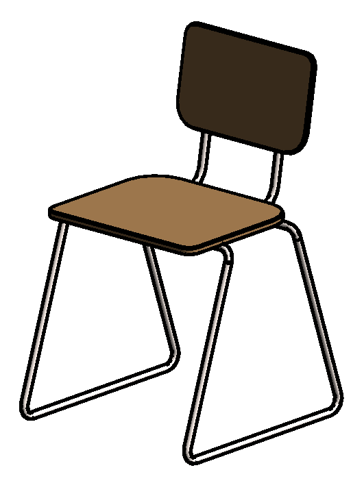 School-Chair-BIMtool-Metal Legs-Wood