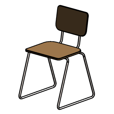 School-Chair-BIMtool-Metal Legs-Wood