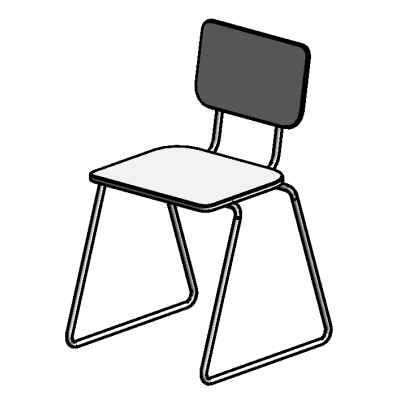 School-Chair-BIMtool-Metal Legs-White Paint
