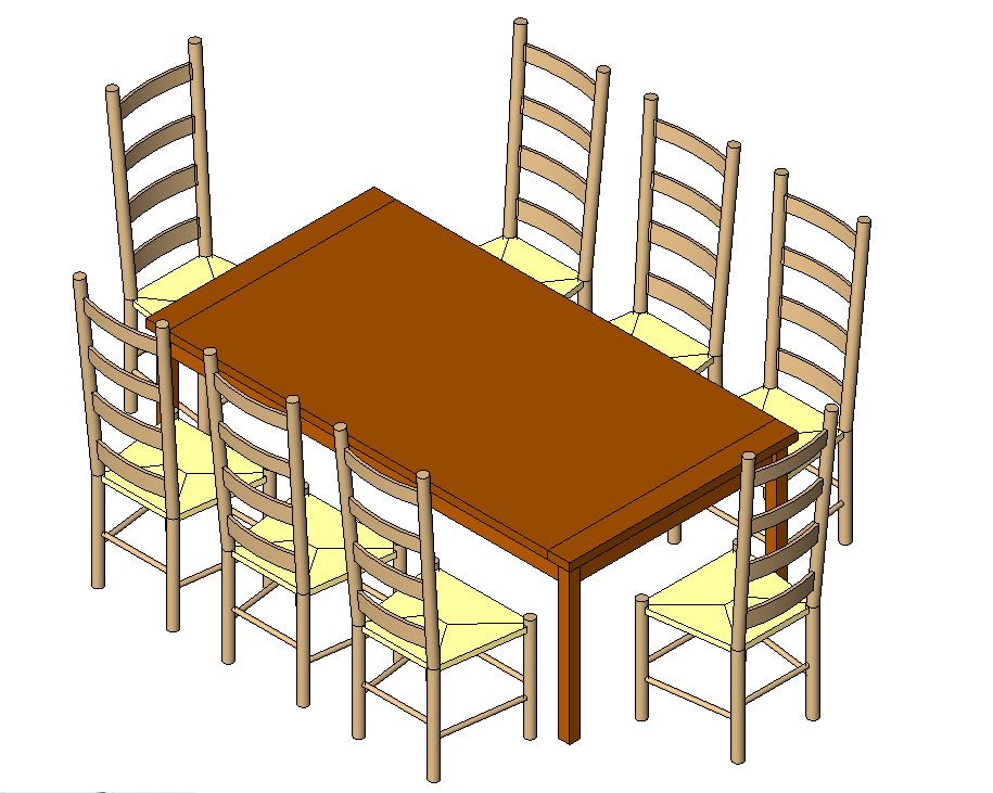 Table with 8 ladderback chairs 4708