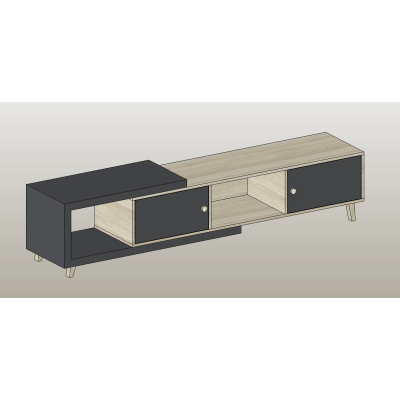 Low TV stand two-tone sliding doors
