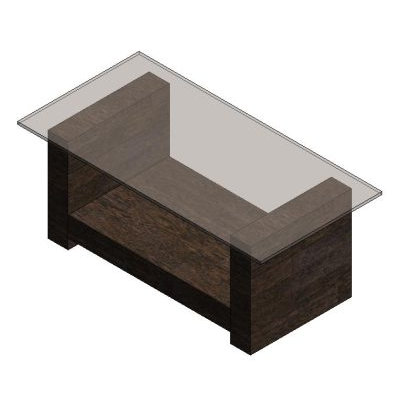 Glass coffee table with modern wood base