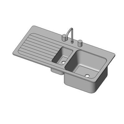 Dual Basin Kitchen Sink with Draining Board
