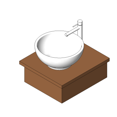 Vessel sink with modern wooden vanity