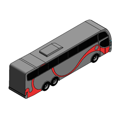 City bus with modern dual doors 12 Tour bus with modern red accents
