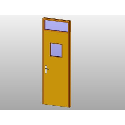 Door with glazed transom and vision panel