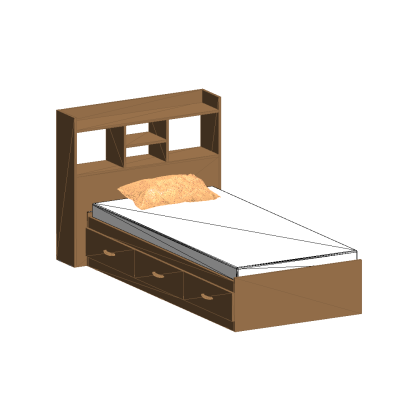 Single bed with modern storage drawers