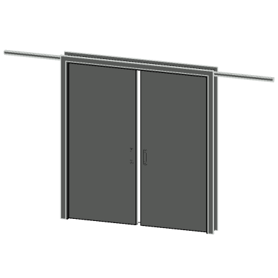 Sliding door with cladding - 2 Panels embedded in the wall