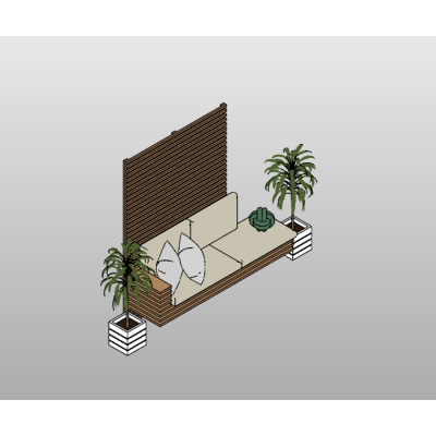 Modern Outdoor Lounge with Pergola 16 Outdoor Sofa with Wooden Backdrop
