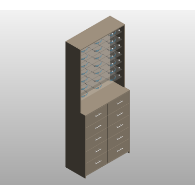 Eyewear display cabinet with drawers