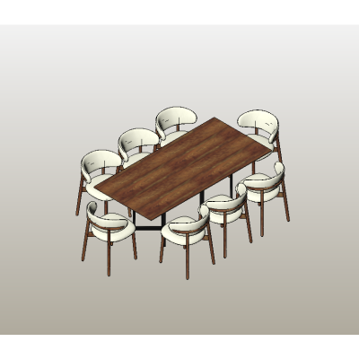 Dining set with modern white chairs