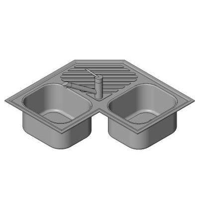 Corner Double Basin Kitchen Sink with Drainer
