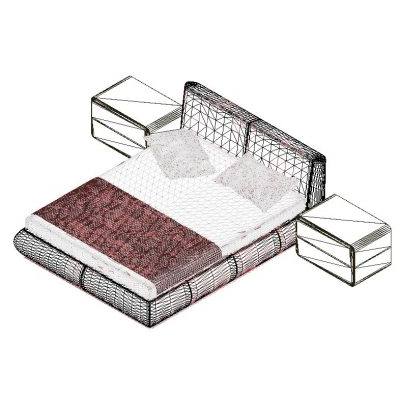 Modern Double Bed with Side Tables