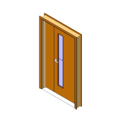 Wooden door with slim glass panelc