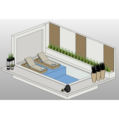 Outdoor pool lounge with sun loungers