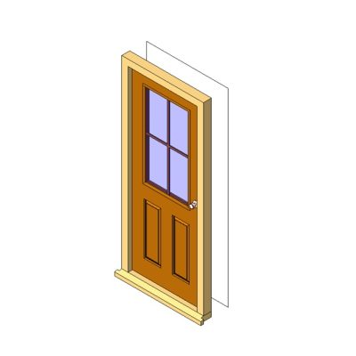 Wooden entry door with divided glazing