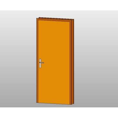 Wooden door with modern lever handle