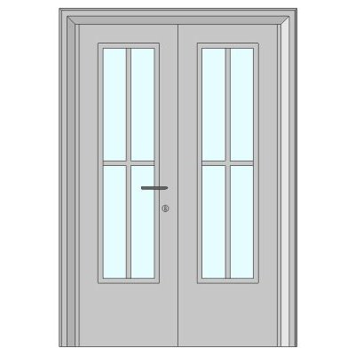 Double door with modern glass panels