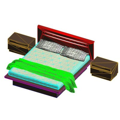 Modern Double Bed with Side Tables