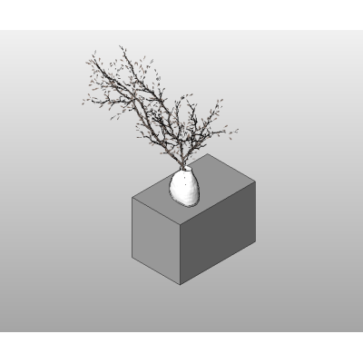 Vase with dry branches on pedestal