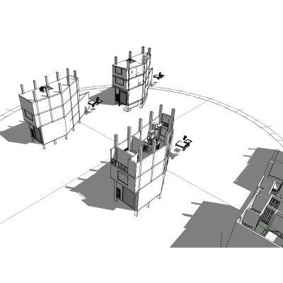 Architecture 3 floors regular ground - revit 2018