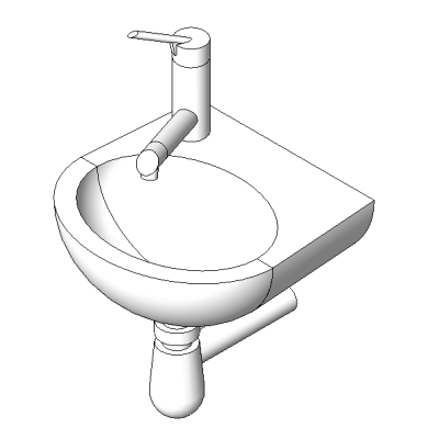 Corner sink with modern wall mount