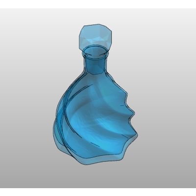 Decorative blue glass bottle organic