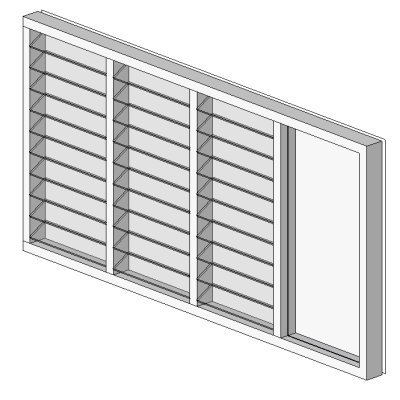 Metric Multibay Louvre Window with Adjustable Fixed Glass Panel