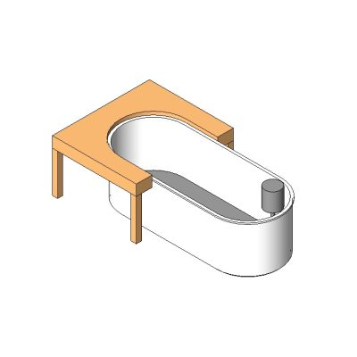 Modern bathtub with wooden frame