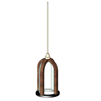 Hanging Wooden & Glass Pendant