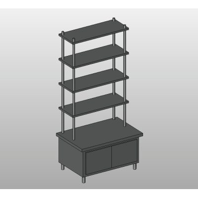 Display shelving unit with cabinet