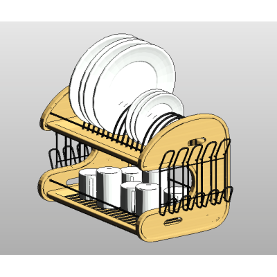 Dish rack with modern natural sides