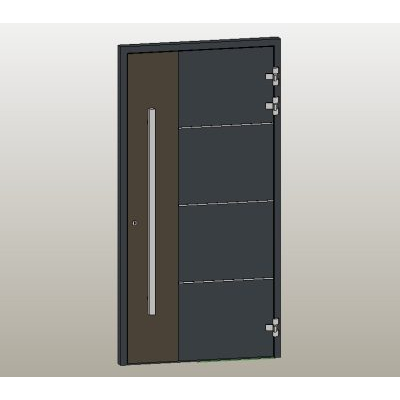 Aluminum panel door with modern handle