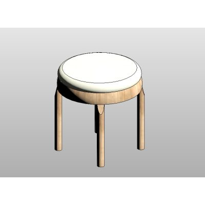 Round Wooden Stool with Cushioned Seat