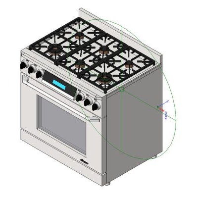 Kitchen gas stove with detailed oven