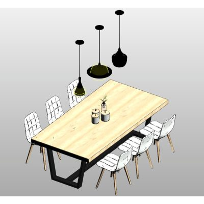 Industrial dining table for 6 seats