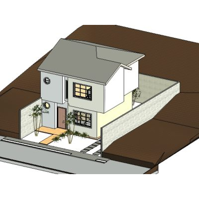 Detached house with sloped roof - revit 2017