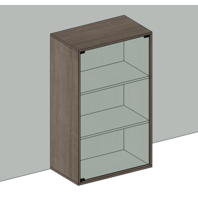 Bookcase with single sliding glass door