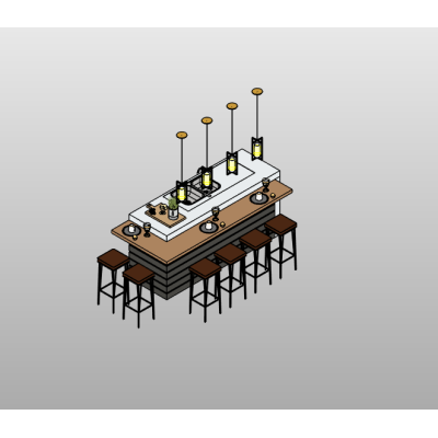 Kitchen Island with Seating and Lighting