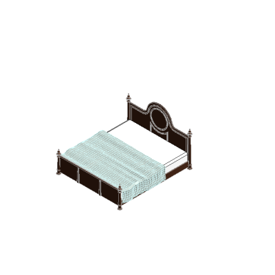 Wooden Bed with Checkered Bedding