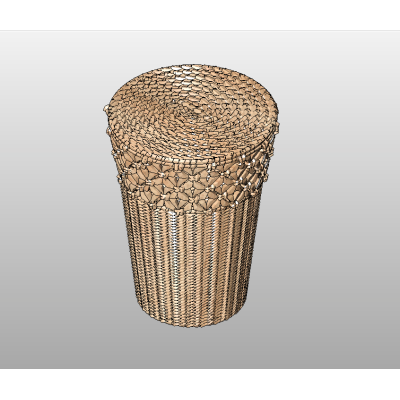 Round wicker storage basket with lid