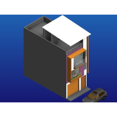 Three-dimensional design of a 5x10m2 house