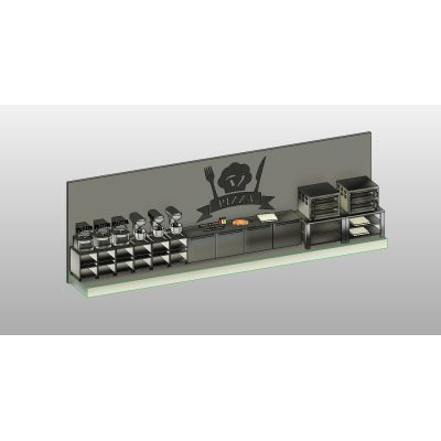 Pizza kitchen equipment detailed set