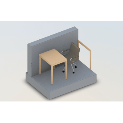 Office Cubicle with Desk and Chair