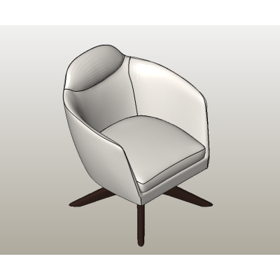 Bisy barrel armchair with wood cross base