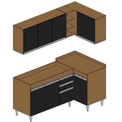 Contemporary L-Shaped Kitchen Cabinet Set