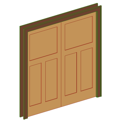Double pocket door with 3 modern panels