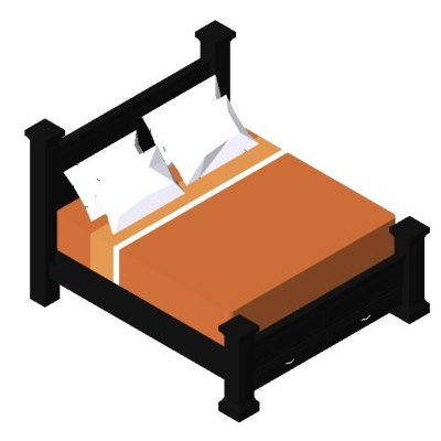Double bed with modern storage drawers
