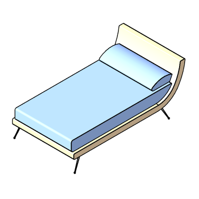 Single bed with modern curved headboard